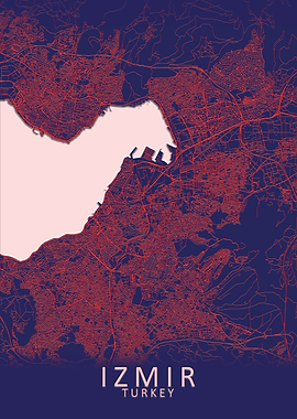 Izmir Blue City Map