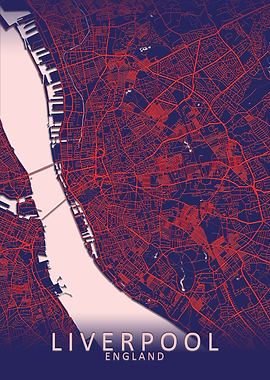 Liverpool Blue City Map
