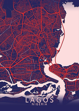 Lagos Blue City Map