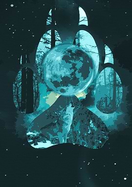 Wolf and Moon