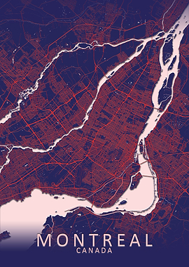 Montreal Blue City Map