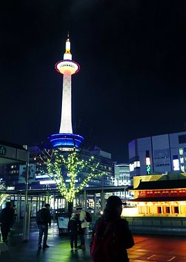 Kyoto Tower at night