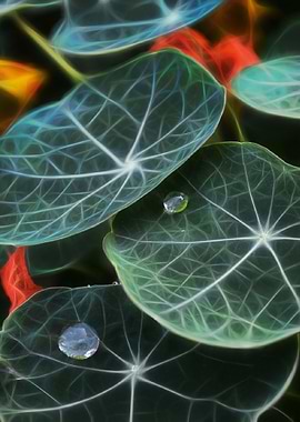 Nasturtium with Raindrops
