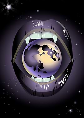 feminine lips with moon