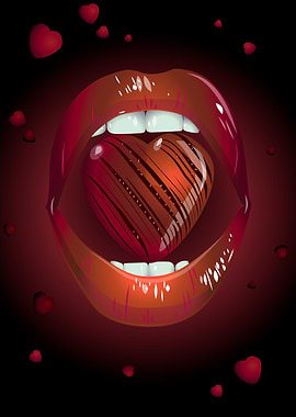 lips with chocolate heart