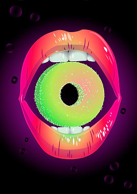 female lips with a bagel