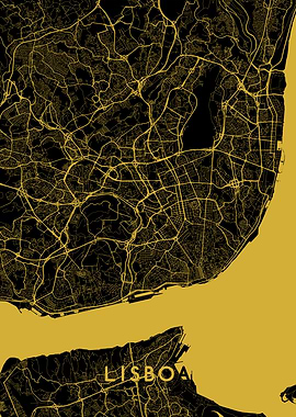 Lisboa map gold