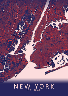 New York Blue City Map