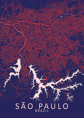 So Paulo Blue City Map