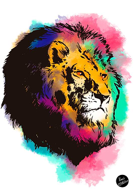 Lion black and color