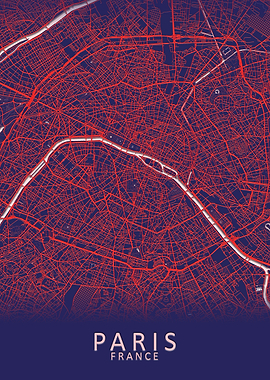 Paris Blue City Map