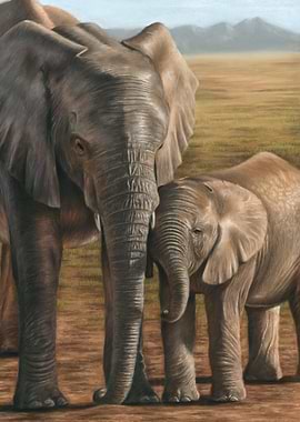 Elephant And Calf
