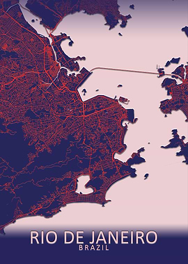 Rio de Janeiro Blue Map