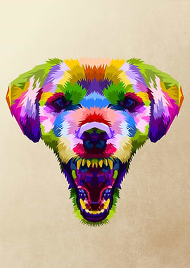 colorful angry dog