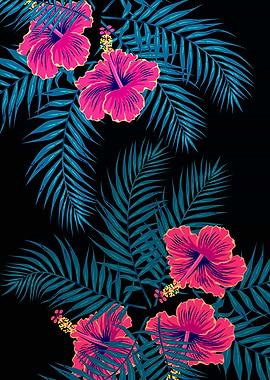 Palm Leaves Hibiscus