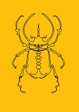 Beetle lineart on yellow