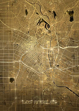 los angeles map gold