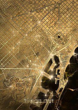 barcelona map gold