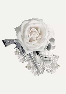 Skull flowers with gun