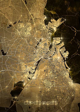 copenhagen map gold