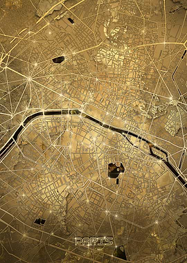 paris map gold