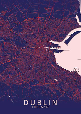 Dublin Blue City Map