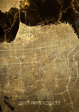 san francisco map gold