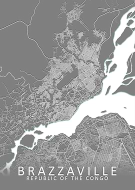 Brazzaville Grey City Map