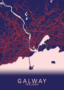 Galway Blue City Map