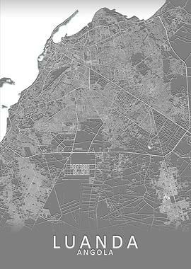 Luanda Grey City Map