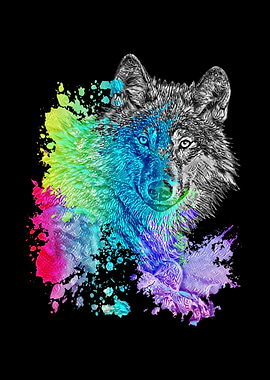 Wolf Watercolor Splash