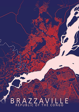 Brazzaville Blue City Map