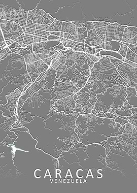 Caracas Grey City Map