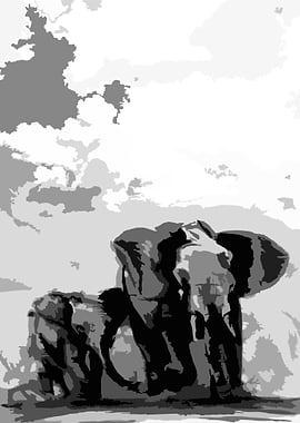 Elephant mother and calf