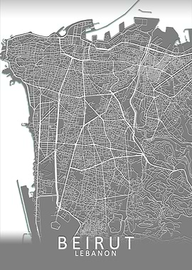 Beirut Grey City Map