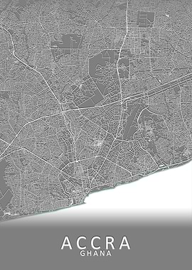 Accra Grey City Map