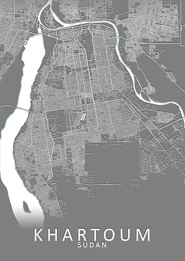 Khartoum Grey City Map
