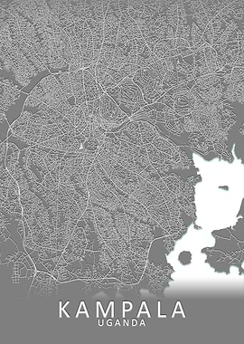 Kampala Grey City Map