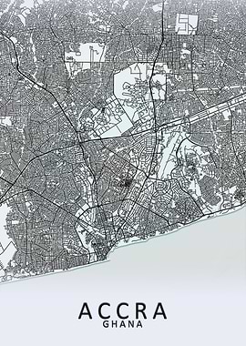 Accra White City Map
