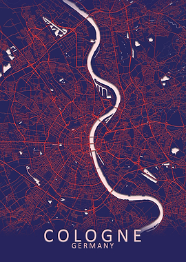 Cologne Germany City Map