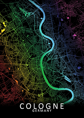 Cologne Germany City Map