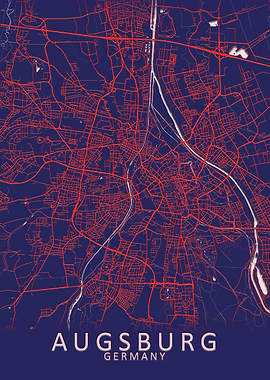 Augsburg Germany City Map
