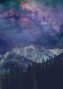 Starry sky over mountain
