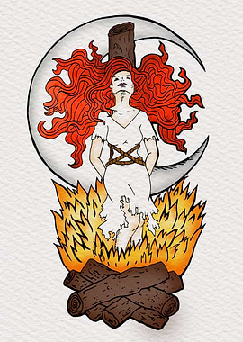Witch in flames