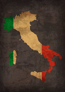Italy Country Flag Map