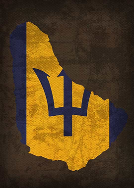 Barbados Country Flag Map