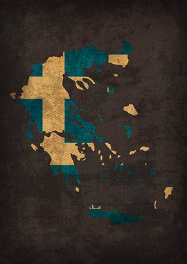Greece Country Flag Map