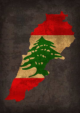 Lebanon Country Flag Map