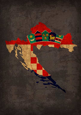 Croatia Country Flag Map