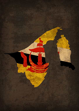 Brunei Country Flag Map